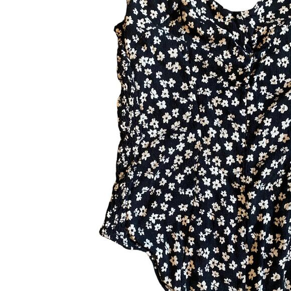 Free People Intimately Black White Micro Floral One Piece Swimsuit Bodysuit Medi - Picture 3 of 5